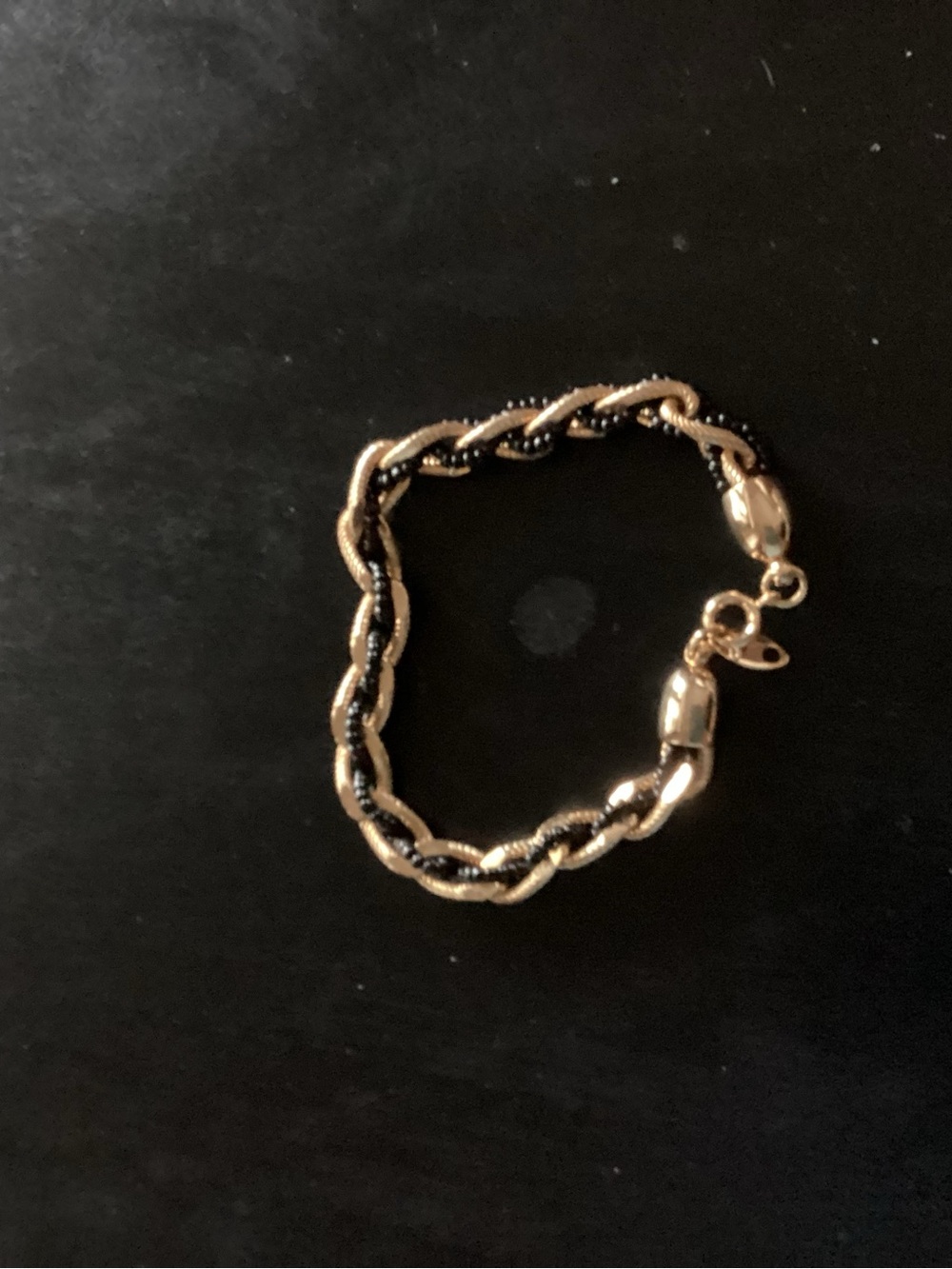 Gold and Black Twisted Rope Chain Bracelet - Women’s Fashion Jewelry